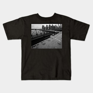 New York City You're Beautiful Brooklyn Bridge NY Black and White Kids T-Shirt